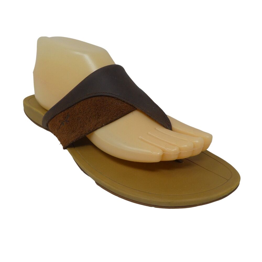 Chaco Cognac Brown Leather Flip Flops Thong Sandals